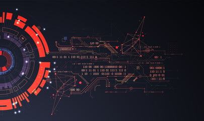 Abstract background on technological and scientific topics. Various techno details with using digital code.