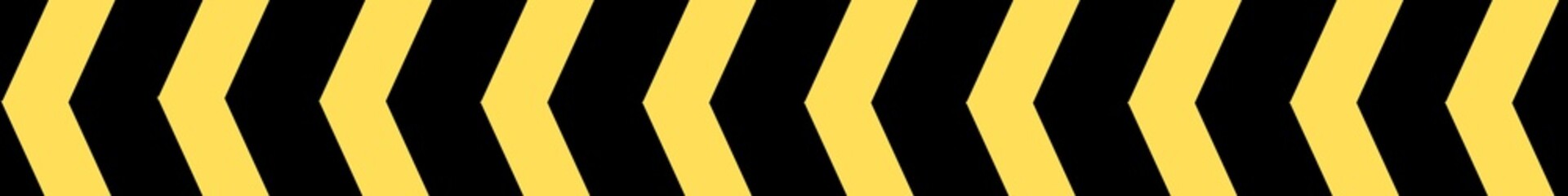 Wall Mural - Yellow and black left direction arrow horizontal reflective tape. A long horizontal stripe in arrow design.