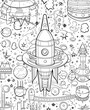 space rocket illustration - coloring page 