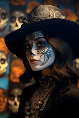 Poster -  Girl with day of the dead makeup