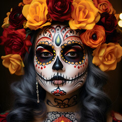 Sticker -  Girl with day of the dead makeup