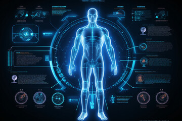 Poster - generative ai collage photo of humanoid scientific study development on virtual computer making pers