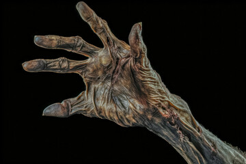 Wall Mural - Zombie hand isolated on black background. Halloween concept