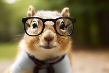 Cute Squirrel Wearing Glasses