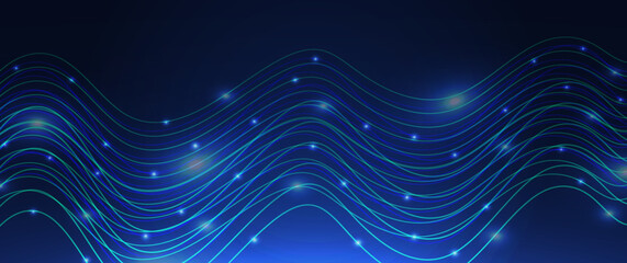 Wall Mural - abstract background with glowing wave. blue gradient flowing wave lines. modern wave lines.