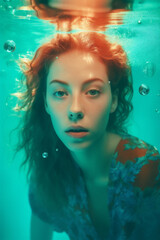 Canvas Print - portrait of a woman under the water