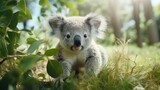 Fototapeta Tęcza - Koala in the forest garden, very cute animal close up photo