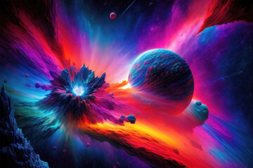 Wall Mural - abstract background with nebulas stars and galactic, science fiction cosmic wallpaper.