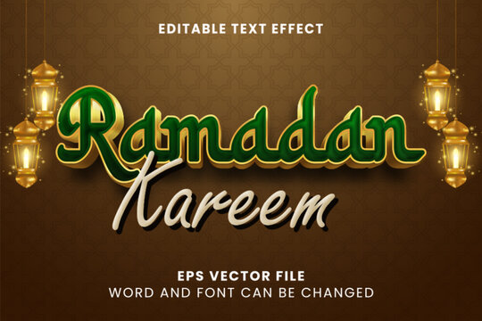 Ramadan kareem golden 3d editable vector text effect