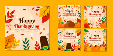 Happy thanksgiving social media post vector template