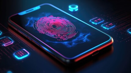 cybersecurity of personal data safety, mobile smartphone using biometric finger print and Two-factor authentication app login, Generative AI