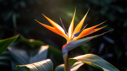 Wall Mural - tropical plant strelitzia, generative ai