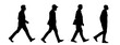 Set of manhood walking silhouettes - isolated vector illustration