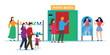 © Creativa Images - Couple, family going into photobooth 2d vector illustration concept for banner, website, landing page, flyer, etc