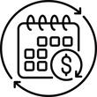 monthly subscription auto-renewal line icon