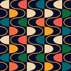 Wall Mural - pattern in the style of the 60s. Geometric groovy pattern