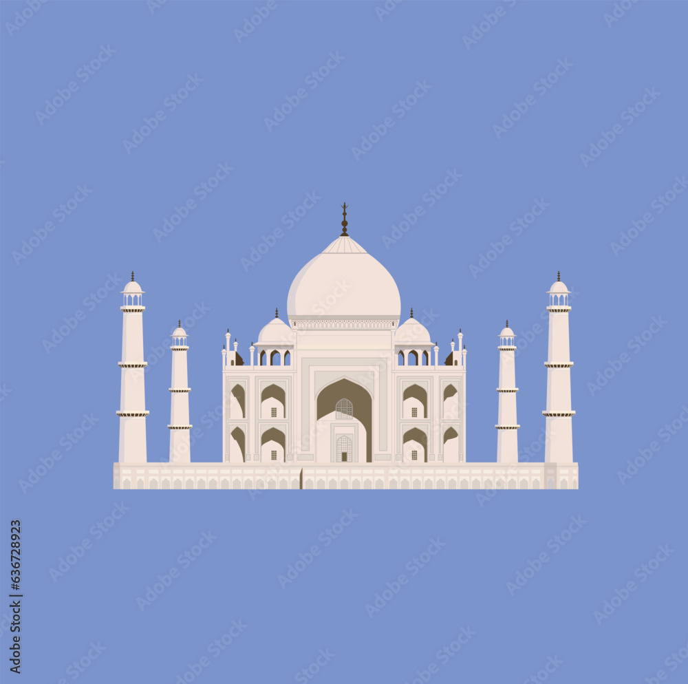 Taj Mahal vector illustration. Famous landmark in India. World famous ...
