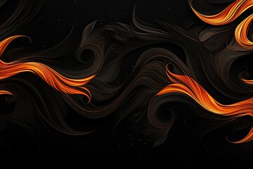 Poster - Creative banner with orange waves or flame on a black background