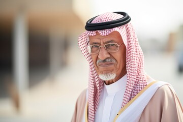 Wall Mural - Portrait of a senior arabian man in the street.