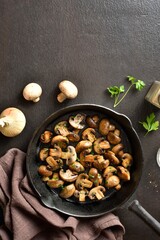 Wall Mural - Roasted mushroom in cast iron pan