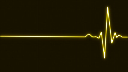 Bright neon yellow  Heartbeat pulse line rate graph. Electrocardiogram show heart beat line. cardiogram, Heart pulse. Medical laboratory concept