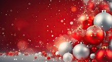 Christmas Decorations Over Red Background