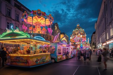 Wall Mural - colorful summer carnival at dusk