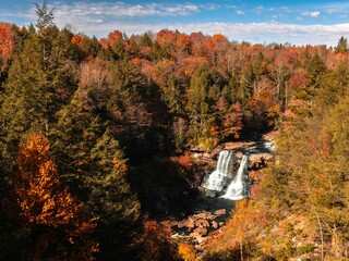 Sticker - Scenic view of Blackwater Falls surrounded by lush vegetation. West Virginia, USA.