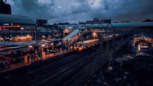 Railway Station In Mumbai City In The Evening 