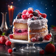 biszkoptowy tort z owocami i kremem