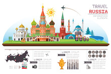 Info Graphics Travel And Landmark Russia Template Design. Concept Vector Illustration