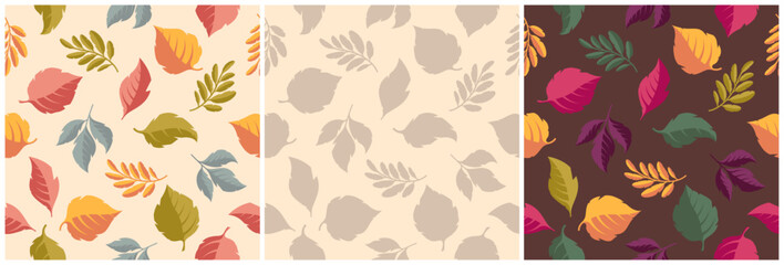 Fototapete - Autumn seamless pattern with leaves. Vector seasonal patterns