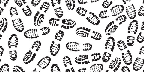 black white shoe print seamless pattern