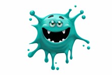 Teal Monster Clip Art, Character, Smile, Paint, Funny, Cute, Creature