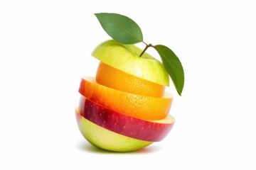 sliced ​​fruit, apple, orange, cut, food 