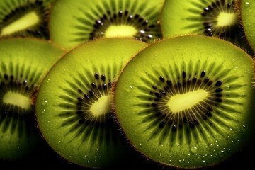 Poster - Generative AI : Fresh Kiwi fruit with water droplets isolated on white background with clipping path
