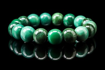Aufkleber - Generative AI : Jade bracelets isolated on black background.