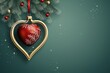 © Maroubra Lab - Christmas greeting card. A Christmas decoration in shape of heart. Copy space for text. AI generated digital design.
