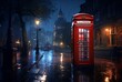 Red telephone box and Big Ben at night in London, UK