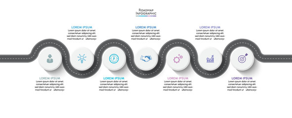 Wall Mural - business road map timeline infographic icons designed for abstract background template milestone ele