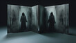 canvas print picture - silhouette business dark tür business-man licht schatten