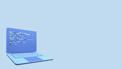 Fototapete - 3d laptop and program code development. Web coding concept. Laptop with programming code. Laptop screen. Coding screen