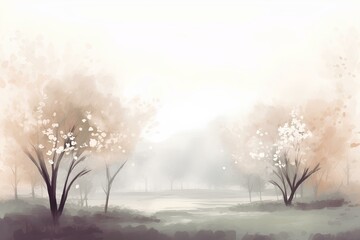 Wall Mural - misty morning in the forest made by midjourney