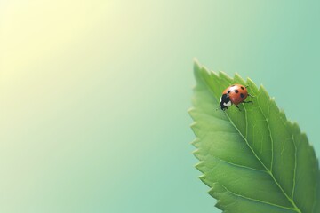 Wall Mural - ladybug on leaf made by midjourney