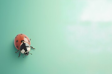 Wall Mural - ladybird on a leaf made by midjourney