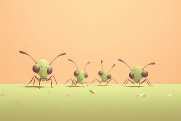 Wall Mural - ant on green background made by midjeorney