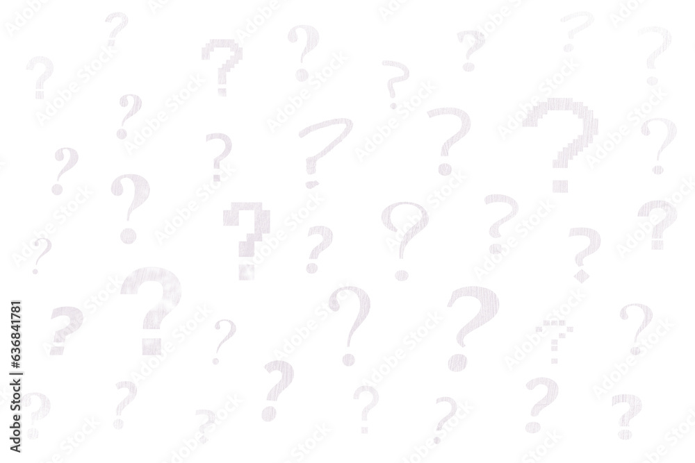 Digital png illustration of various grey question marks on transparent background