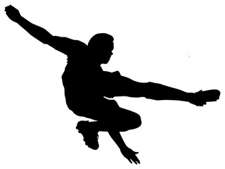 Poster - Digital png outline of man playing football on transparent background