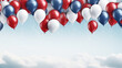 Balloons Party event decoration in American, USA color on background. Happy Memorial Day, fourth of july, 4th or labor day. USA greeting banner for sale, discount, advertisement, web. Generative AI