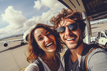 A family traveler selfy at air port